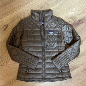 Patagonia Brown Quilted Puffer Jacket with High Collar